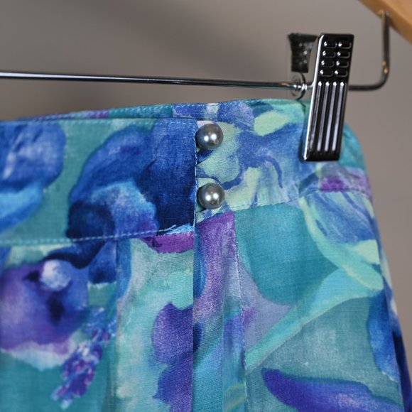 Watercolour Vibrant Print Silky Skirt - Waist 17" -M/L - Picture 3 of 4